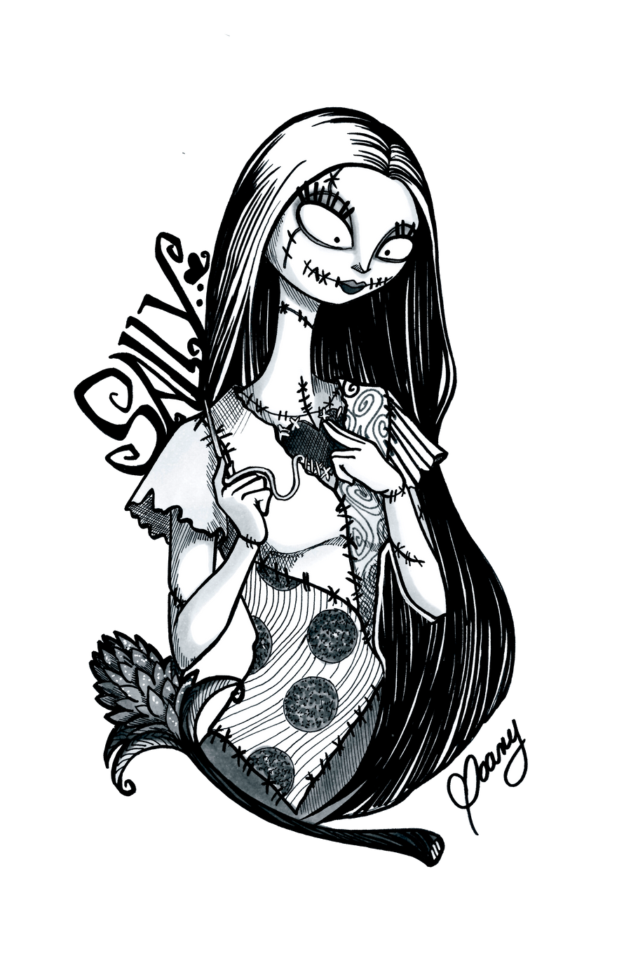 how to draw sally from nightmare before christmas