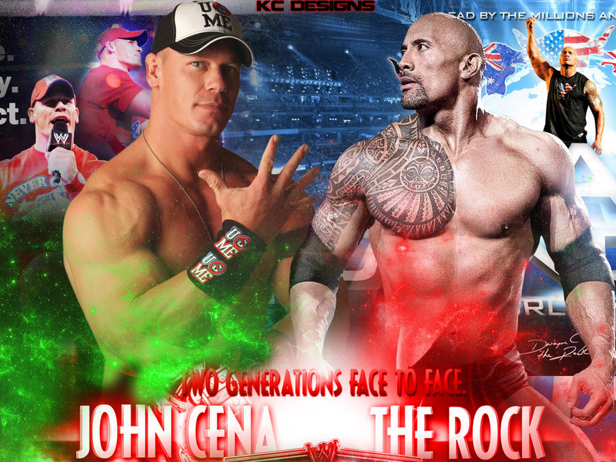 WWE WRESTLEMANIA 28 Rock vs Cena by KCWallpapers