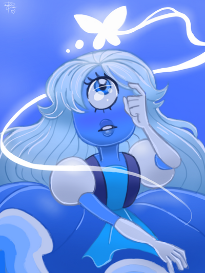 This art is inspired by an episode called mindful education in Steven universe and I drew this yesterday. I love drawing sapphire This show belongs to Cartoon Network created by Rebecca sugar.